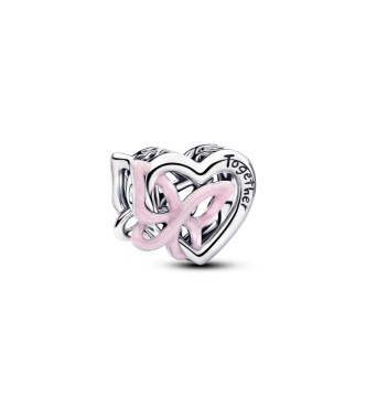 PANDORA 794475C01 Charm de plata de ley con forma de corazón y mariposa con esmalte rosa brillante