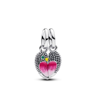 PANDORA 794484C01 Colgante magnético divisible de pájaros del amor en plata de ley con cristal verde real,
 esmalte amarillo y rosa sombreado.