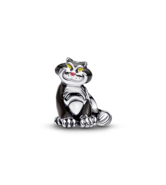 PANDORA 794741C01 Disney Lucifer sterling silver charm with black,
 yellow and pink enamel