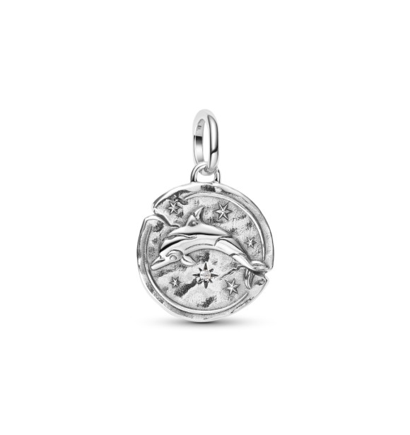 PANDORA 794807C01 Dolphin sterling silver medallion with clear cubic zirconia