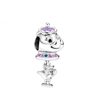 Disney Mrs. Potts and Chip sterling silver charm with purple,
 pink, blue and black enamel