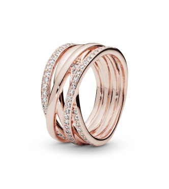 180919CZ-50 14k Rose gold-plated ring with clear cubic zirconia