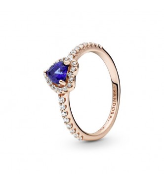 PANDORA Heart Pandora Rose ring with clear cubic zirconia and twilight blue crystal 188421C01 
