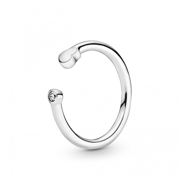 PANDORA Heart sterling silver open ring with clear cubic zirconia