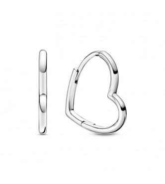 Pandora Earring hoops 298307C00 Small asymmetric heart sterling silver hoop earrings