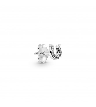 Horseshoe sterling silver stud earring with clear cubic zirconia 298369CZ