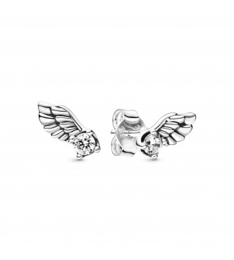PANDORA PENDIENTE Angel wing sterling silver stud earrings with clear cubic zirconia