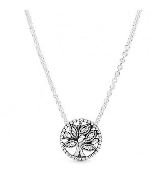 PANDORA Tree of life silver collier with clear cubic zirconia