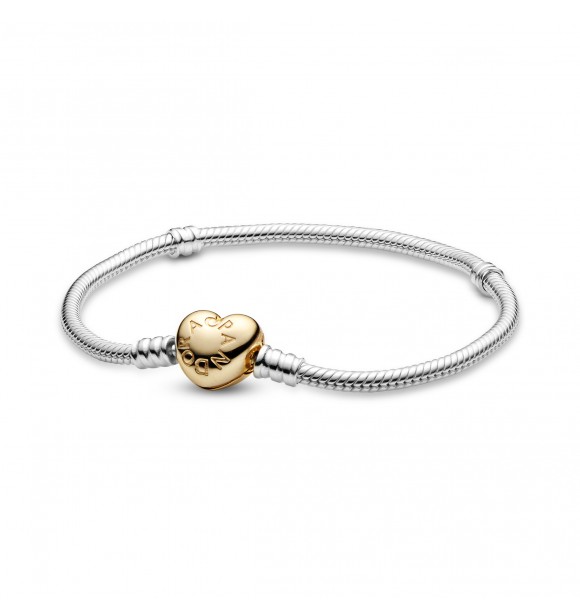 Silver bracelet with heart aped PANDORA Shine clasp 568707C00