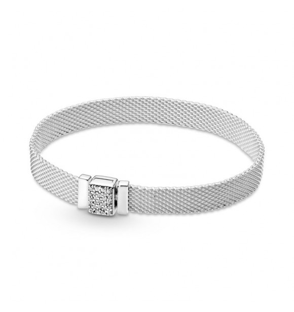 PANDORA Pandora Reflexions mesh sterling silver bracelet with clear cubic zirconia 599166C01 