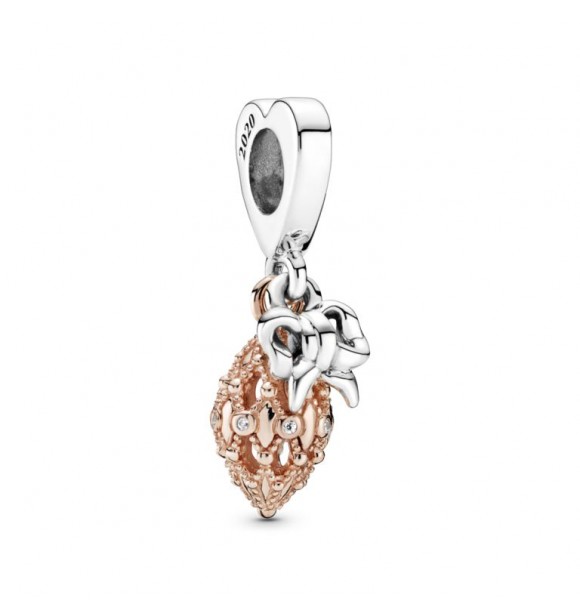 PANDORA Christmas ornament and bow Pandora Rose and sterling silver dangle with clear cubic zirconia 789170C01