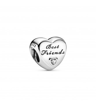 PANDORA 791727CZ Charm de corazón Best Friends en plata de ley y circonita cúbica transparente