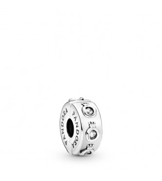 PANDORA Crown O sterling silver clip with clear cubic zirconia and silicone grip