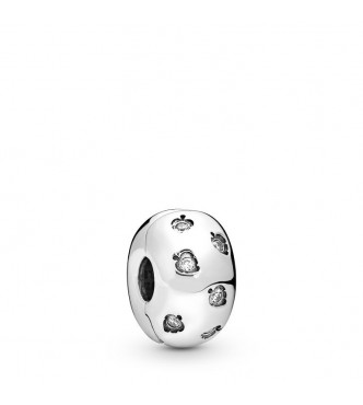 PANDORA Leaves sterling silver clip with clear cubic zirconia