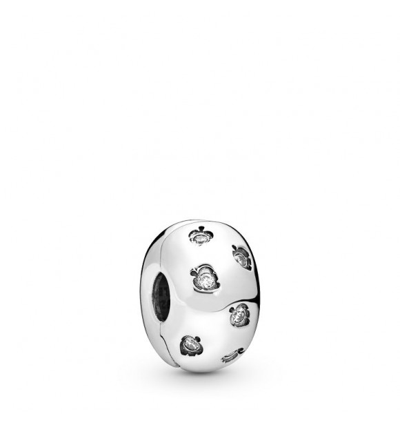 PANDORA Leaves sterling silver clip with clear cubic zirconia