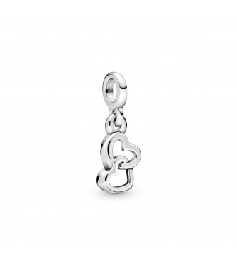 Linked hearts sterling silver dangle charm 798380