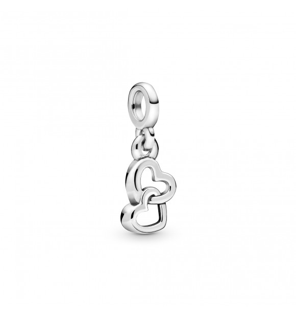 Linked hearts sterling silver dangle charm 798380