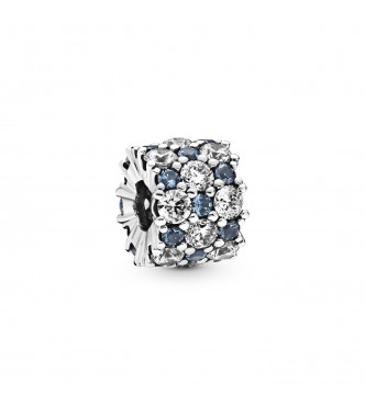 Sterling silver charm with moonlight blue crystal and clear cubic zirconia 798487C02