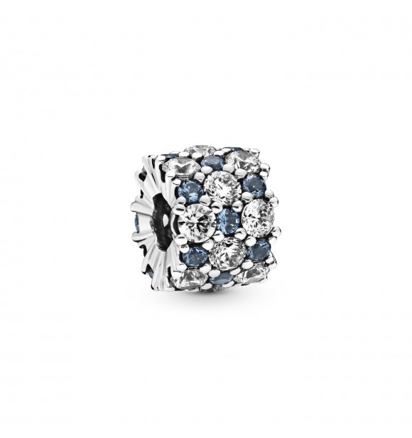 Sterling silver charm with moonlight blue crystal and clear cubic zirconia 798487C02