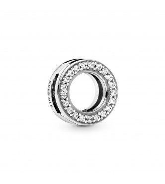 PANDORA CHARM Sterling silver clip with clear cubic zirconia