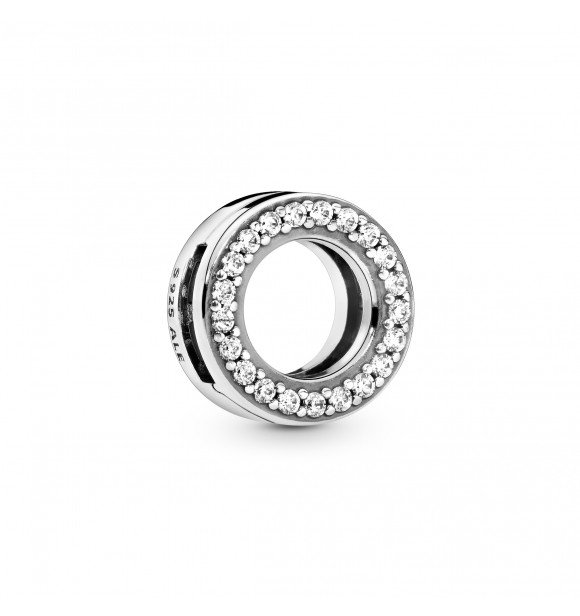 PANDORA CHARM Sterling silver clip with clear cubic zirconia