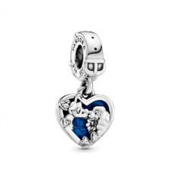 Disney Lady and the Tramp sterling silver dangle with clear cubic zirconia and shimmering blue enamel 798634C01