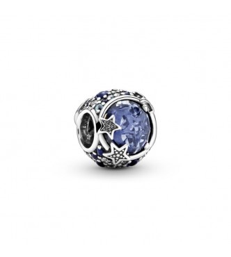 PANDORA Crescent moon and star sterling silver charm with skylight blue, stellar blue, true blue and icy blue crystal and clear cubic zirconia 799209C01