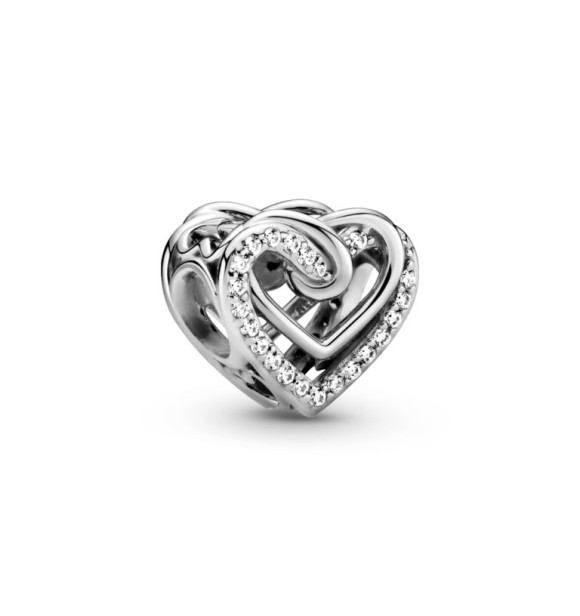 799270C01 Heart sterling silver charm with clear cubic zirconia